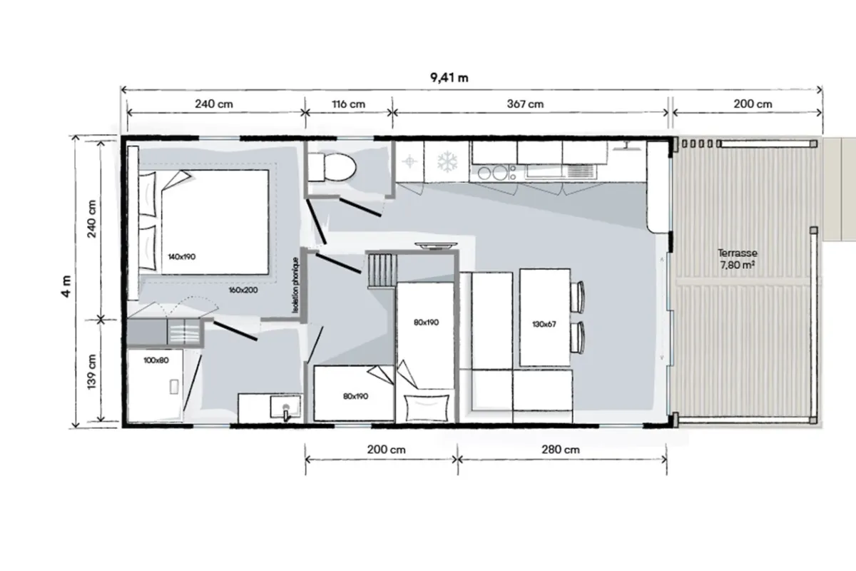 Plattegrond kinderchalet Heggie Living