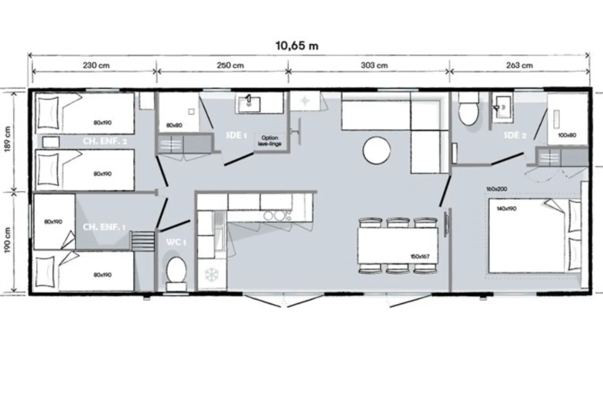 Veluwse veranda chalet 6 persoons plattegrond 1